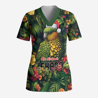 Meri Kirihimete Kakapo Scrub Top New Zealand Christmas with Tropical Vibe - Polynesian Pride