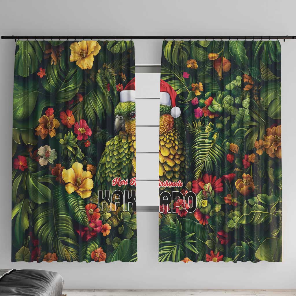 Meri Kirihimete Kakapo Window Curtain New Zealand Christmas with Tropical Vibe