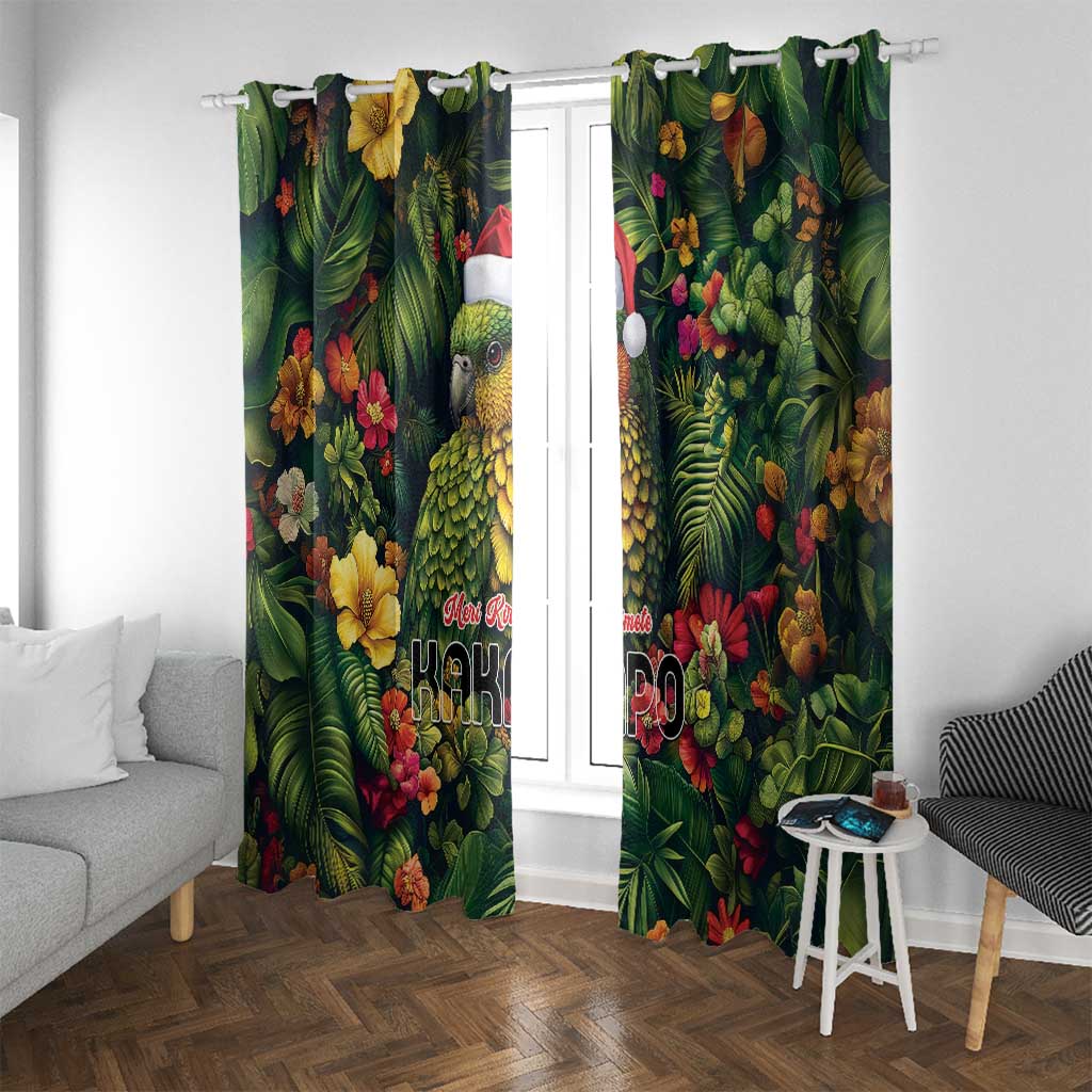 Meri Kirihimete Kakapo Window Curtain New Zealand Christmas with Tropical Vibe