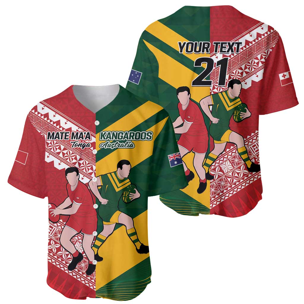 Australia-Tonga Rugby Pacific Custom Baseball Jersey The Kangaroos and Mate Ma'a Tonga LT9 - Polynesian Pride