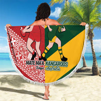 Australia-Tonga Rugby Pacific Custom Beach Blanket The Kangaroos and Mate Ma'a Tonga