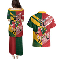Australia-Tonga Rugby Pacific Custom Couples Matching Puletasi and Hawaiian Shirt The Kangaroos and Mate Ma'a Tonga LT9 - Polynesian Pride