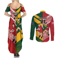 Australia-Tonga Rugby Pacific Custom Couples Matching Summer Maxi Dress and Long Sleeve Button Shirt The Kangaroos and Mate Ma'a Tonga