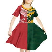 Australia-Tonga Rugby Pacific Custom Kid Short Sleeve Dress The Kangaroos and Mate Ma'a Tonga