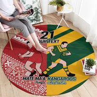 Australia-Tonga Rugby Pacific Custom Round Carpet The Kangaroos and Mate Ma'a Tonga LT9 - Polynesian Pride