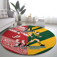 Australia-Tonga Rugby Pacific Custom Round Carpet The Kangaroos and Mate Ma'a Tonga LT9 - Polynesian Pride