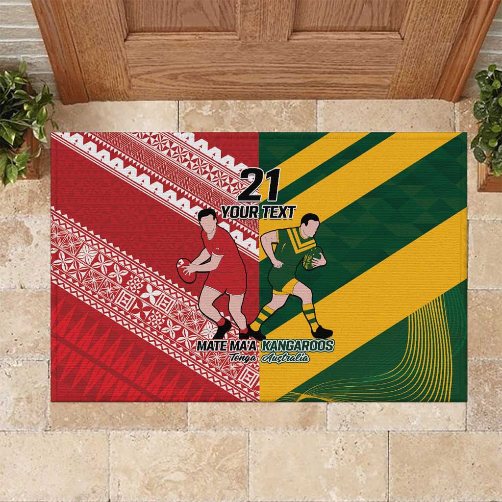 Australia-Tonga Rugby Pacific Custom Rubber Doormat The Kangaroos and Mate Ma'a Tonga