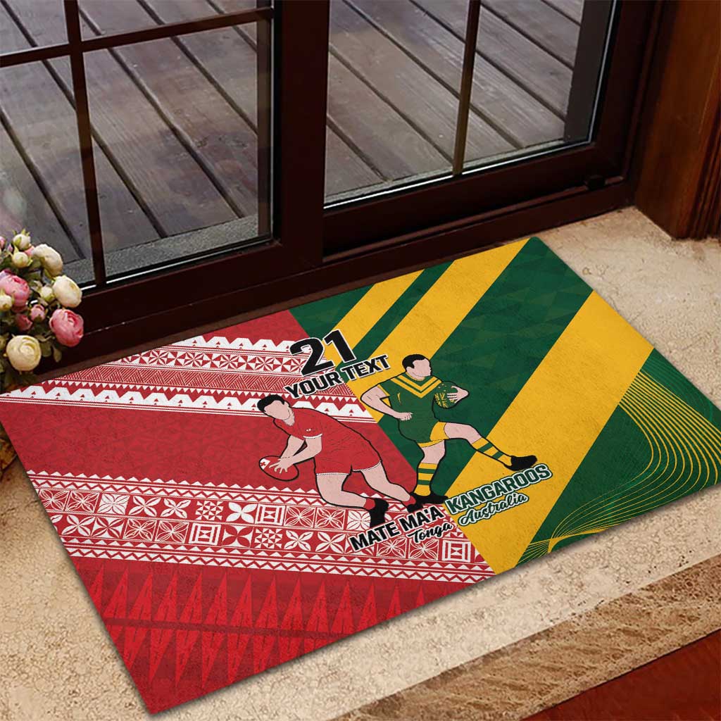Australia-Tonga Rugby Pacific Custom Rubber Doormat The Kangaroos and Mate Ma'a Tonga