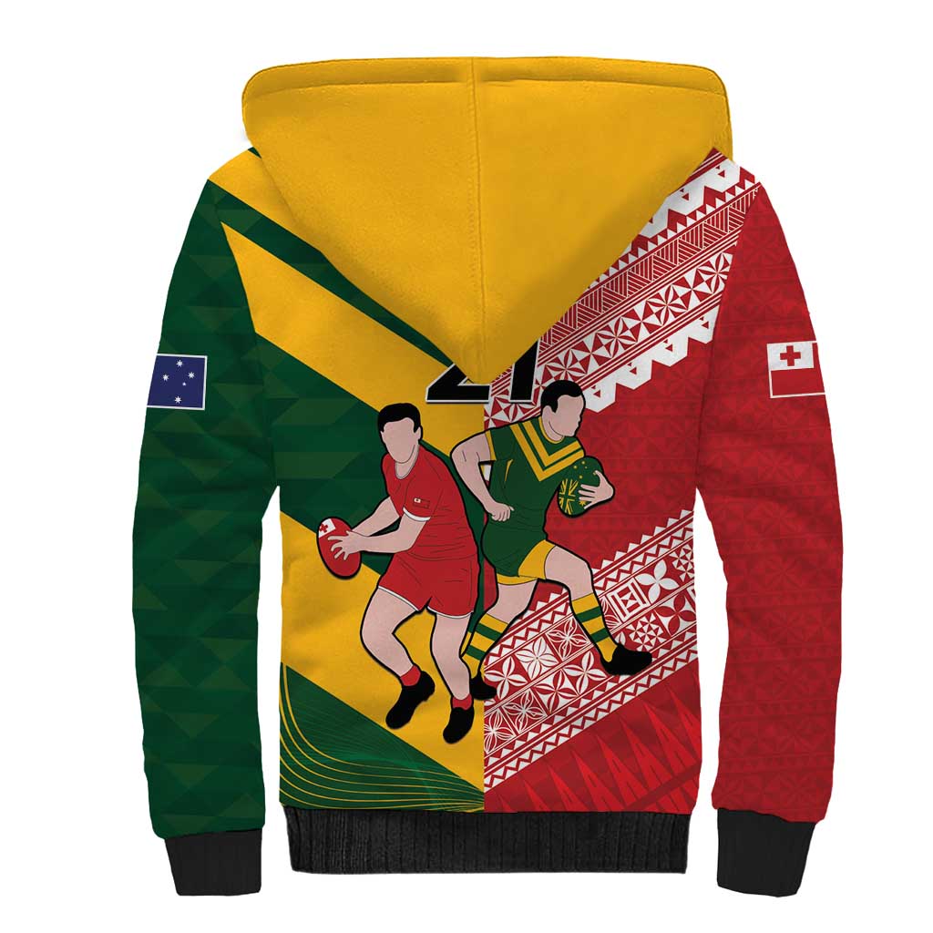 Australia-Tonga Rugby Pacific Custom Sherpa Hoodie The Kangaroos and Mate Ma'a Tonga