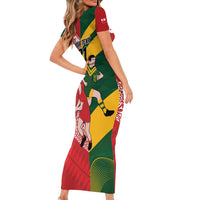 Australia-Tonga Rugby Pacific Custom Short Sleeve Bodycon Dress The Kangaroos and Mate Ma'a Tonga LT9 - Polynesian Pride
