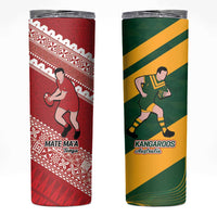 Australia-Tonga Rugby Pacific Custom Skinny Tumbler The Kangaroos and Mate Ma'a Tonga