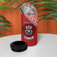 Tonga Rugby XIII Custom 4 in 1 Can Cooler Tumbler Mate Ma'a Tonga with Ngatu Pattern