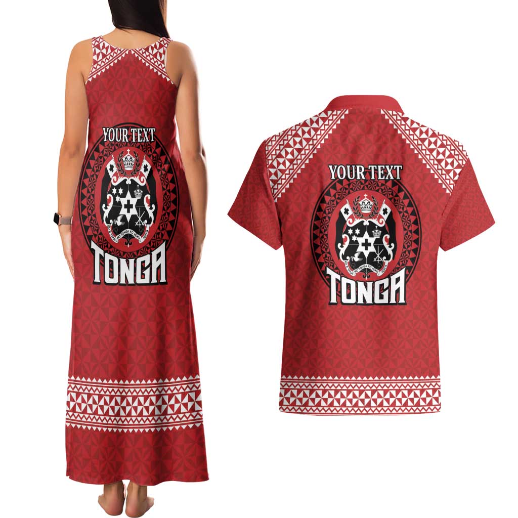 Tonga Rugby XIII Custom Couples Matching Tank Maxi Dress and Hawaiian Shirt Mate Ma'a Tonga with Ngatu Pattern