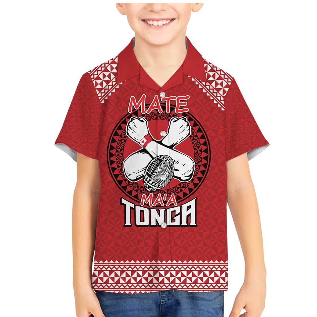 Tonga Rugby XIII Custom Family Matching Mermaid Dress and Hawaiian Shirt Mate Ma'a Tonga with Ngatu Pattern