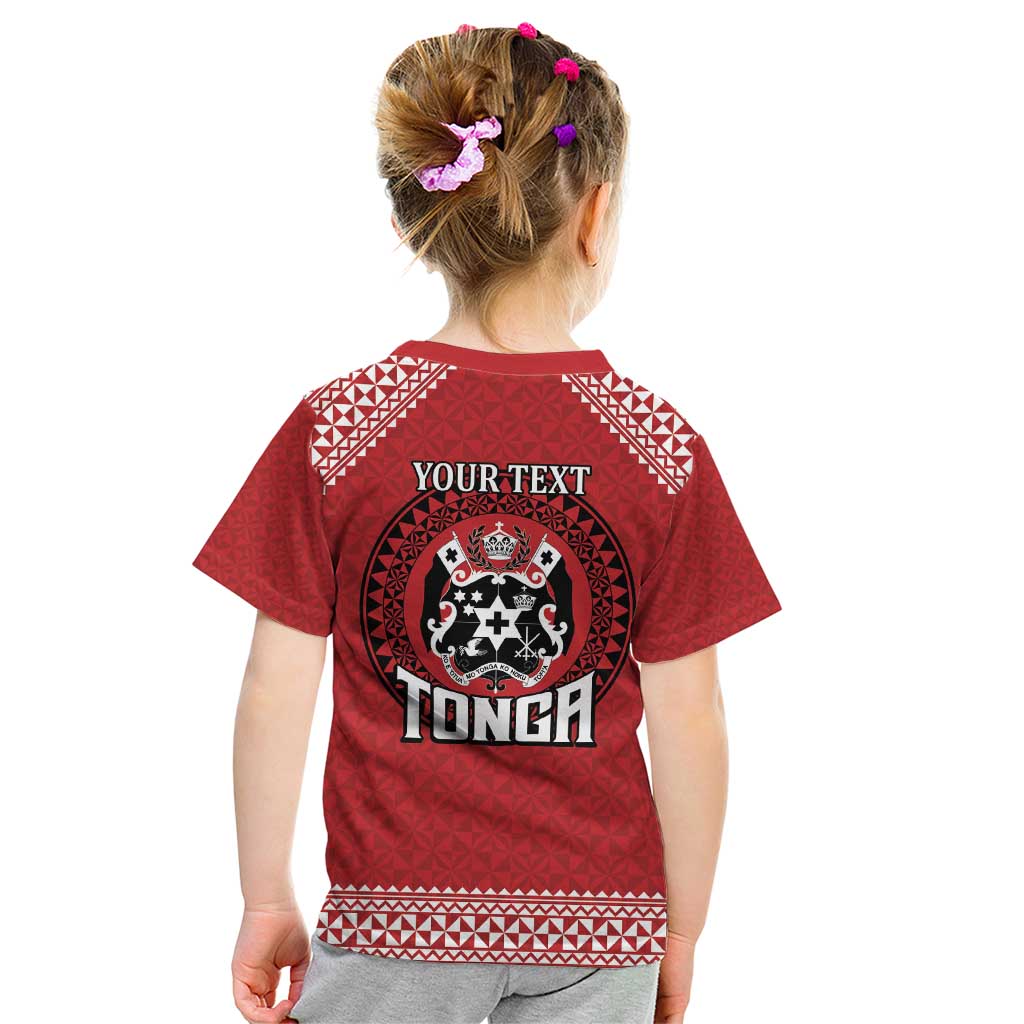 Tonga Rugby XIII Custom Kid T Shirt Mate Ma'a Tonga with Ngatu Pattern