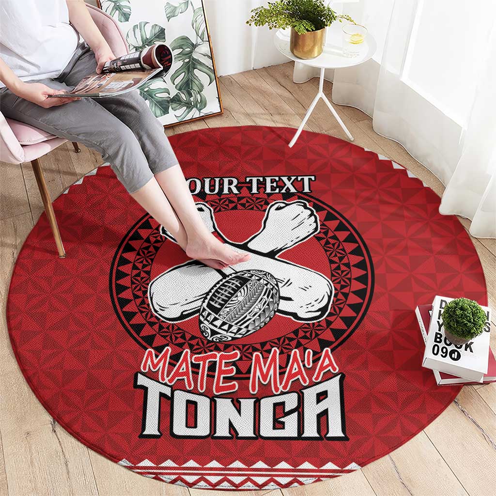 Tonga Rugby XIII Custom Round Carpet Mate Ma'a Tonga with Ngatu Pattern LT9 - Polynesian Pride