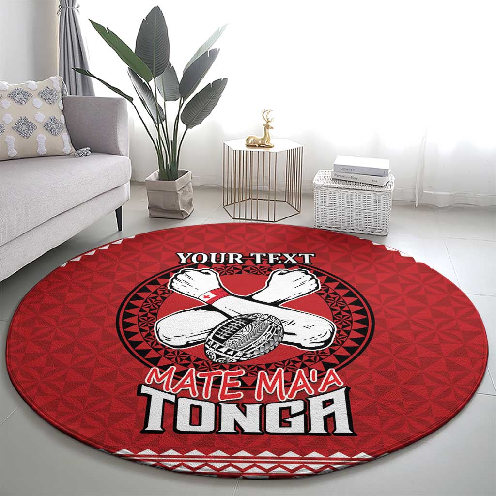 Tonga Rugby XIII Custom Round Carpet Mate Ma'a Tonga with Ngatu Pattern LT9 - Polynesian Pride