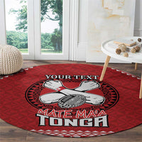 Tonga Rugby XIII Custom Round Carpet Mate Ma'a Tonga with Ngatu Pattern LT9 - Polynesian Pride