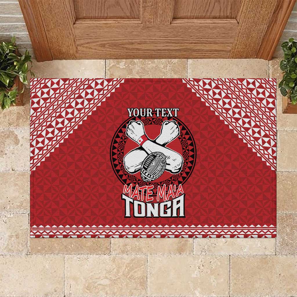 Tonga Rugby XIII Custom Rubber Doormat Mate Ma'a Tonga with Ngatu Pattern