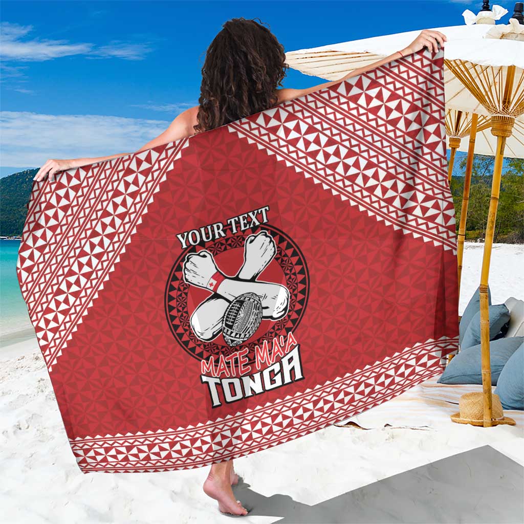 Tonga Rugby XIII Custom Sarong Mate Ma'a Tonga with Ngatu Pattern LT9 One Size 44 x 66 inches Red - Polynesian Pride