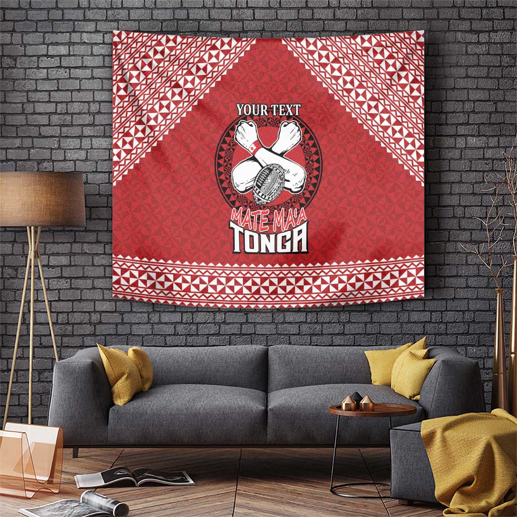 Tonga Rugby XIII Custom Tapestry Mate Ma'a Tonga with Ngatu Pattern LT9 Red - Polynesian Pride
