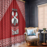 Tonga Rugby XIII Custom Window Curtain Mate Ma'a Tonga with Ngatu Pattern