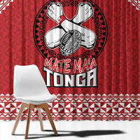Tonga Rugby XIII Custom Window Curtain Mate Ma'a Tonga with Ngatu Pattern