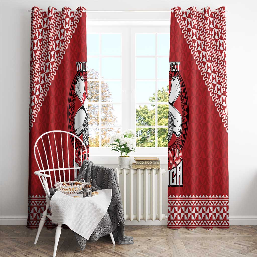 Tonga Rugby XIII Custom Window Curtain Mate Ma'a Tonga with Ngatu Pattern