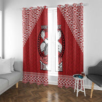 Tonga Rugby XIII Custom Window Curtain Mate Ma'a Tonga with Ngatu Pattern