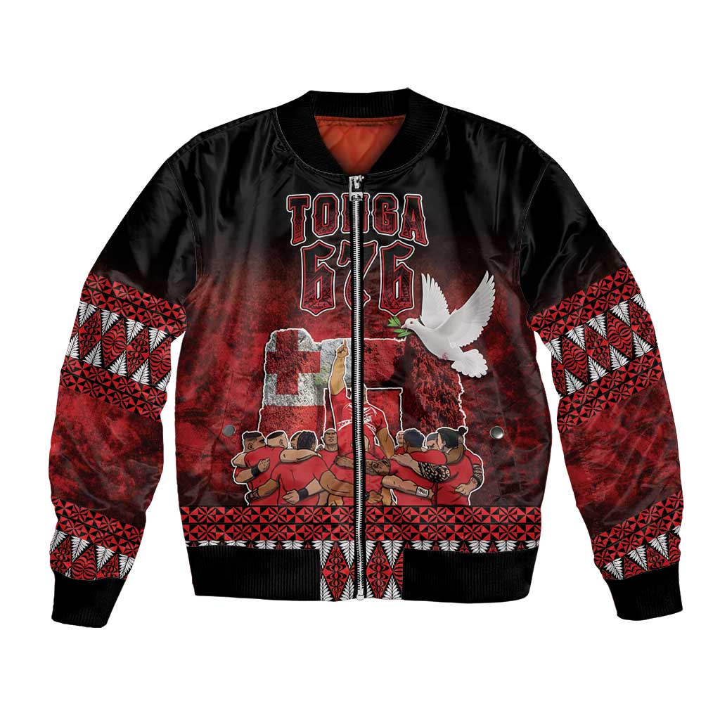 Custom Tonga 676 Haamonga a Maui Bomber Jacket Tongan Sipi Tau Unique Dance LT9 Unisex Red - Polynesian Pride