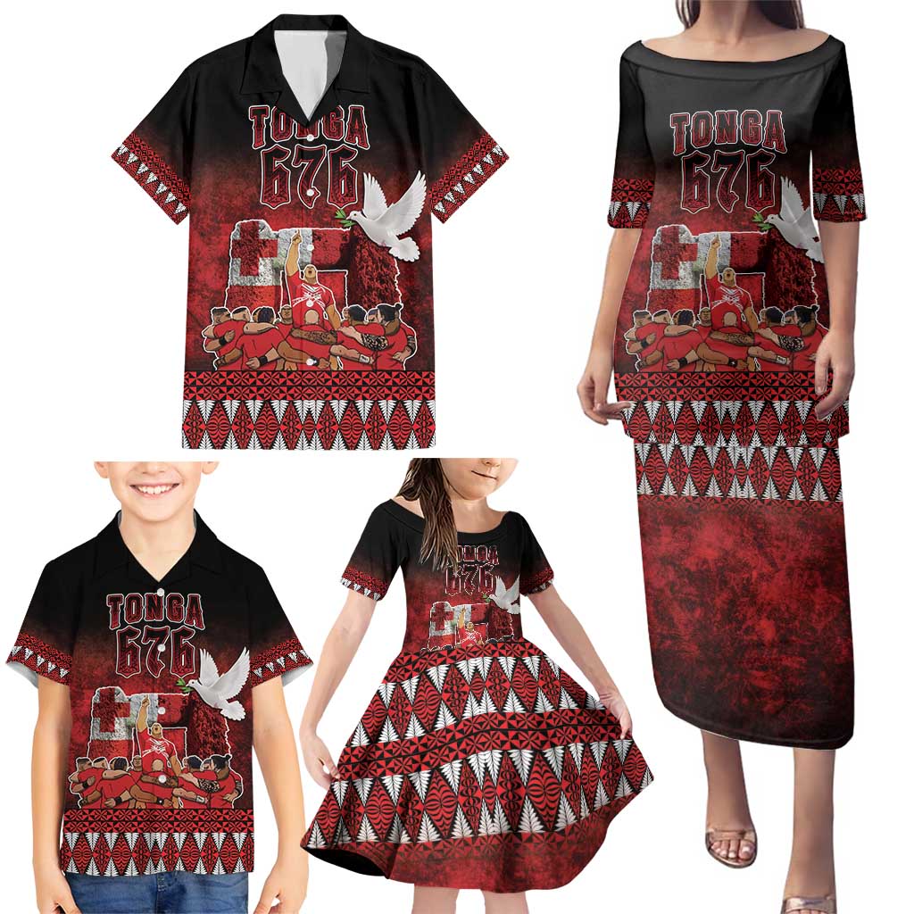 Custom Tonga 676 Haʻamonga ʻa Maui Family Matching Puletasi and Hawaiian Shirt Tongan Sipi Tau Unique Dance