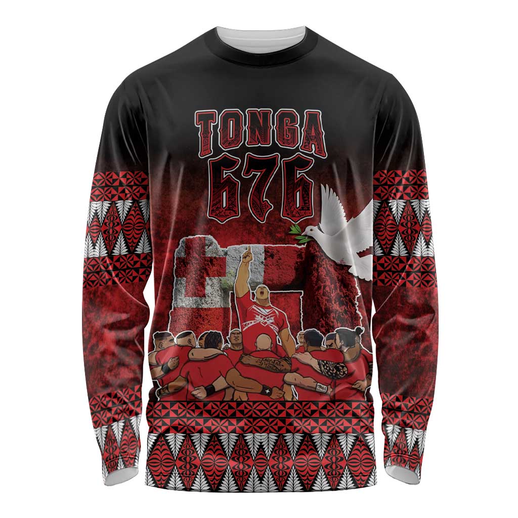 Custom Tonga 676 Haamonga a Maui Long Sleeve Shirt Tongan Sipi Tau Unique Dance LT9 Unisex Red - Polynesian Pride