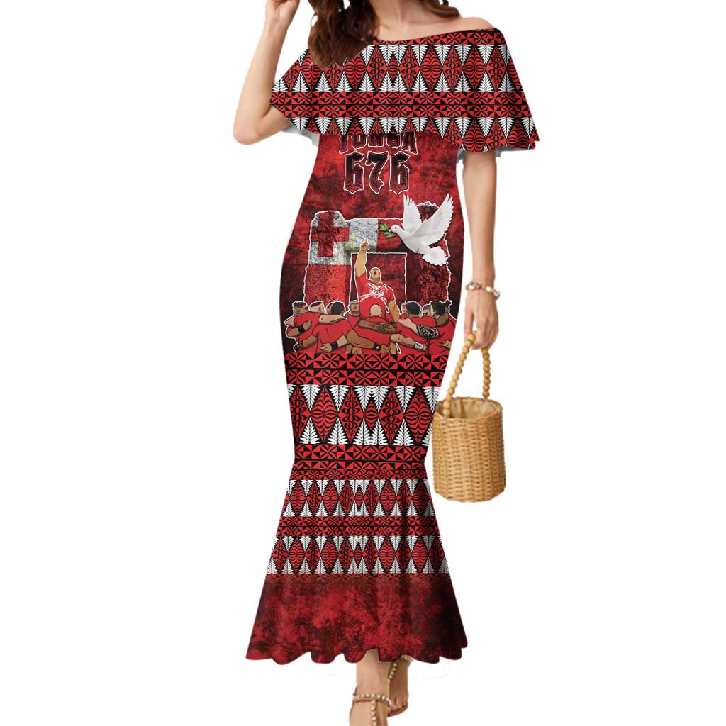 Custom Tonga 676 Haamonga a Maui Mermaid Dress Tongan Sipi Tau Unique Dance LT9 Women Red - Polynesian Pride