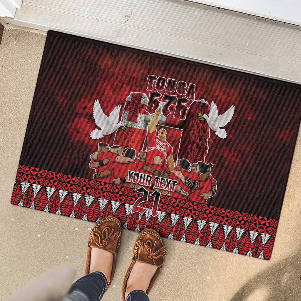 Custom Tonga 676 Haʻamonga ʻa Maui Rubber Doormat Tongan Sipi Tau Unique Dance