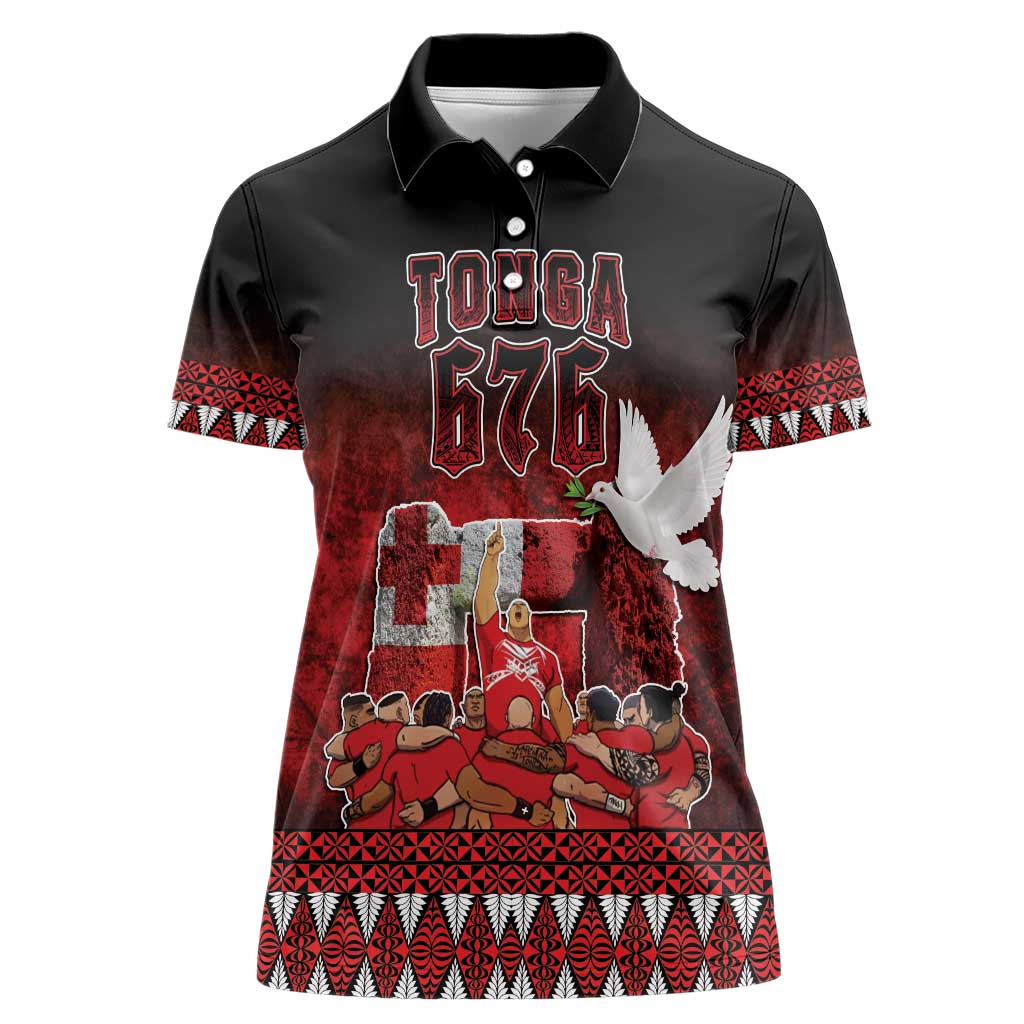 Custom Tonga 676 Haamonga a Maui Women Polo Shirt Tongan Sipi Tau Unique Dance LT9 Female Red - Polynesian Pride