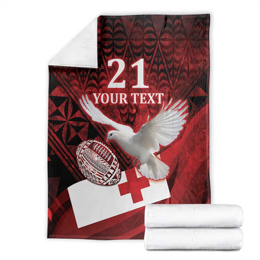 Custom Tonga XIII Rugby Tribal Tattoo Blanket Mate Ma'a Tonga Kupesi Ngatu Grunge Style