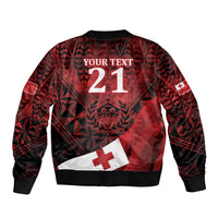 Custom Tonga XIII Rugby Tribal Tattoo Bomber Jacket Mate Ma'a Tonga Kupesi Ngatu Grunge Style