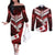 Custom Tonga XIII Rugby Tribal Tattoo Couples Matching Off The Shoulder Long Sleeve Dress and Long Sleeve Button Shirt Mate Ma'a Tonga Kupesi Ngatu Grunge Style