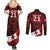Custom Tonga XIII Rugby Tribal Tattoo Couples Matching Summer Maxi Dress and Long Sleeve Button Shirt Mate Ma'a Tonga Kupesi Ngatu Grunge Style