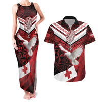 Custom Tonga XIII Rugby Tribal Tattoo Couples Matching Tank Maxi Dress and Hawaiian Shirt Mate Ma'a Tonga Kupesi Ngatu Grunge Style