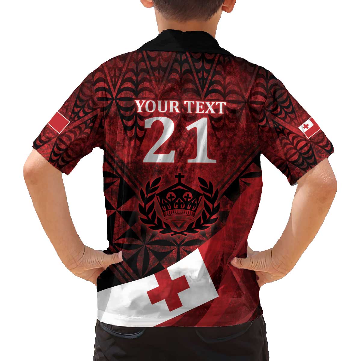 Custom Tonga XIII Rugby Tribal Tattoo Family Matching Off The Shoulder Long Sleeve Dress and Hawaiian Shirt Mate Ma'a Tonga Kupesi Ngatu Grunge Style LT9 - Polynesian Pride