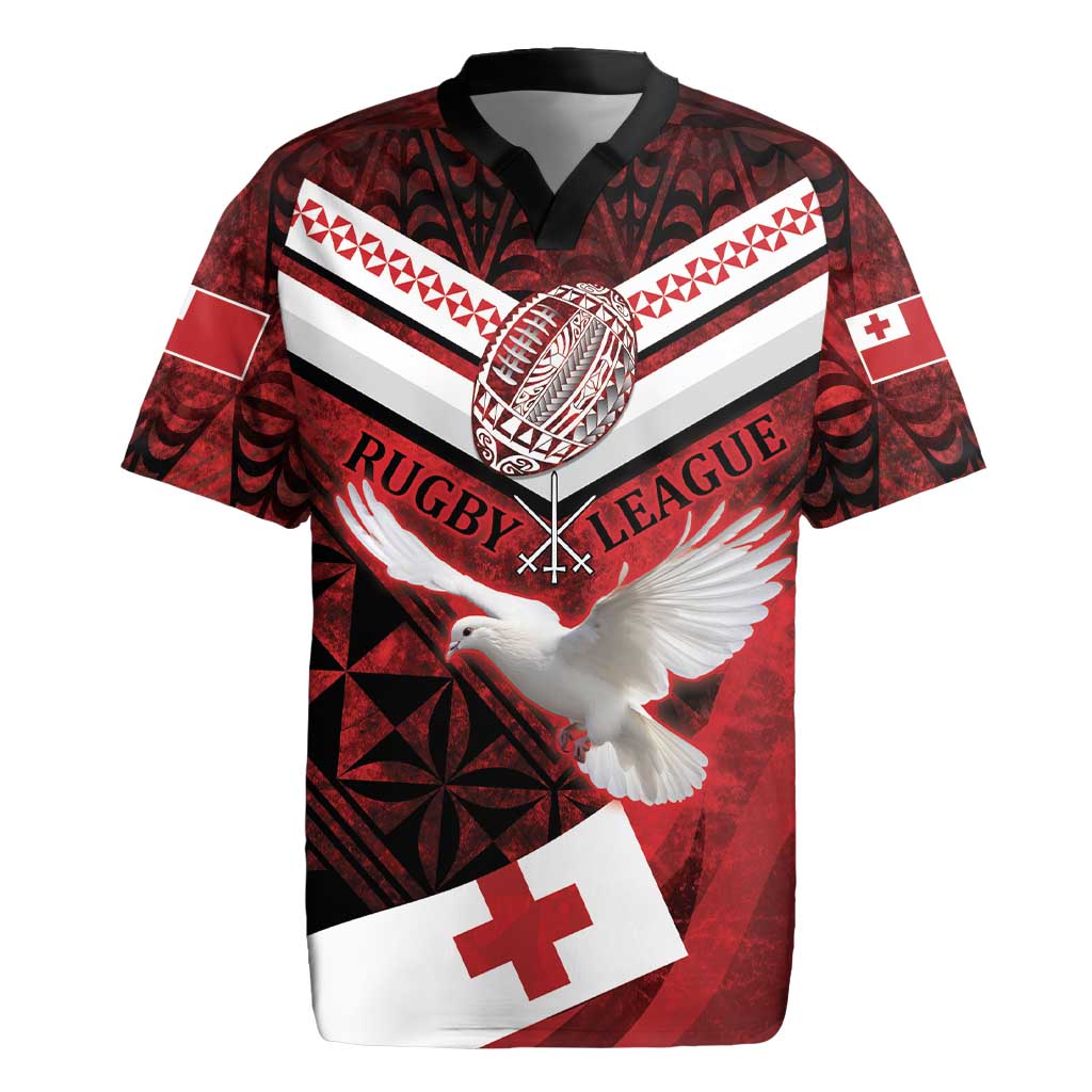 Custom Tonga XIII Rugby Tribal Tattoo Rugby Jersey Mate Ma'a Tonga Kupesi Ngatu Grunge Style