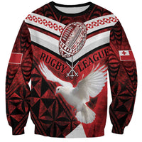 Custom Tonga XIII Rugby Tribal Tattoo Sweatshirt Mate Ma'a Tonga Kupesi Ngatu Grunge Style