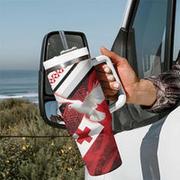 Custom Tonga XIII Rugby Tribal Tattoo Tumbler With Handle Mate Ma'a Tonga Kupesi Ngatu Grunge Style