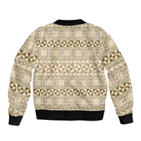 Pasifika Sataoa Pattern Simple Motif Bomber Jacket Beige Tan LT9 - Polynesian Pride