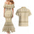 Pasifika Sataoa Pattern Simple Motif Couples Matching Mermaid Dress and Hawaiian Shirt Beige Tan LT9 - Polynesian Pride