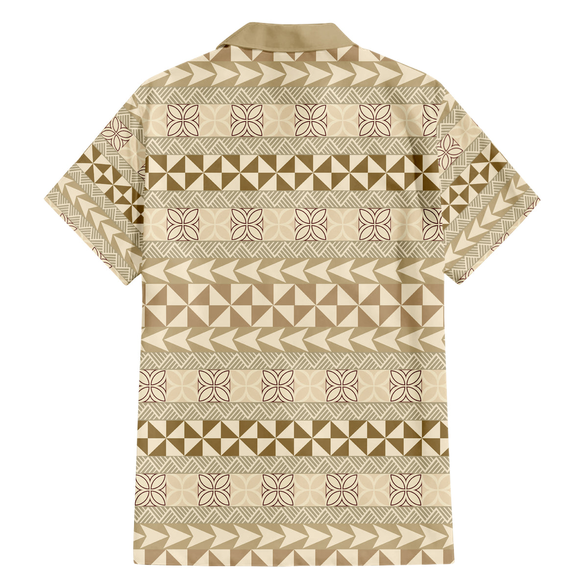 Pasifika Sataoa Pattern Simple Motif Family Matching Short Sleeve Bodycon Dress and Hawaiian Shirt Beige Tan LT9 - Polynesian Pride