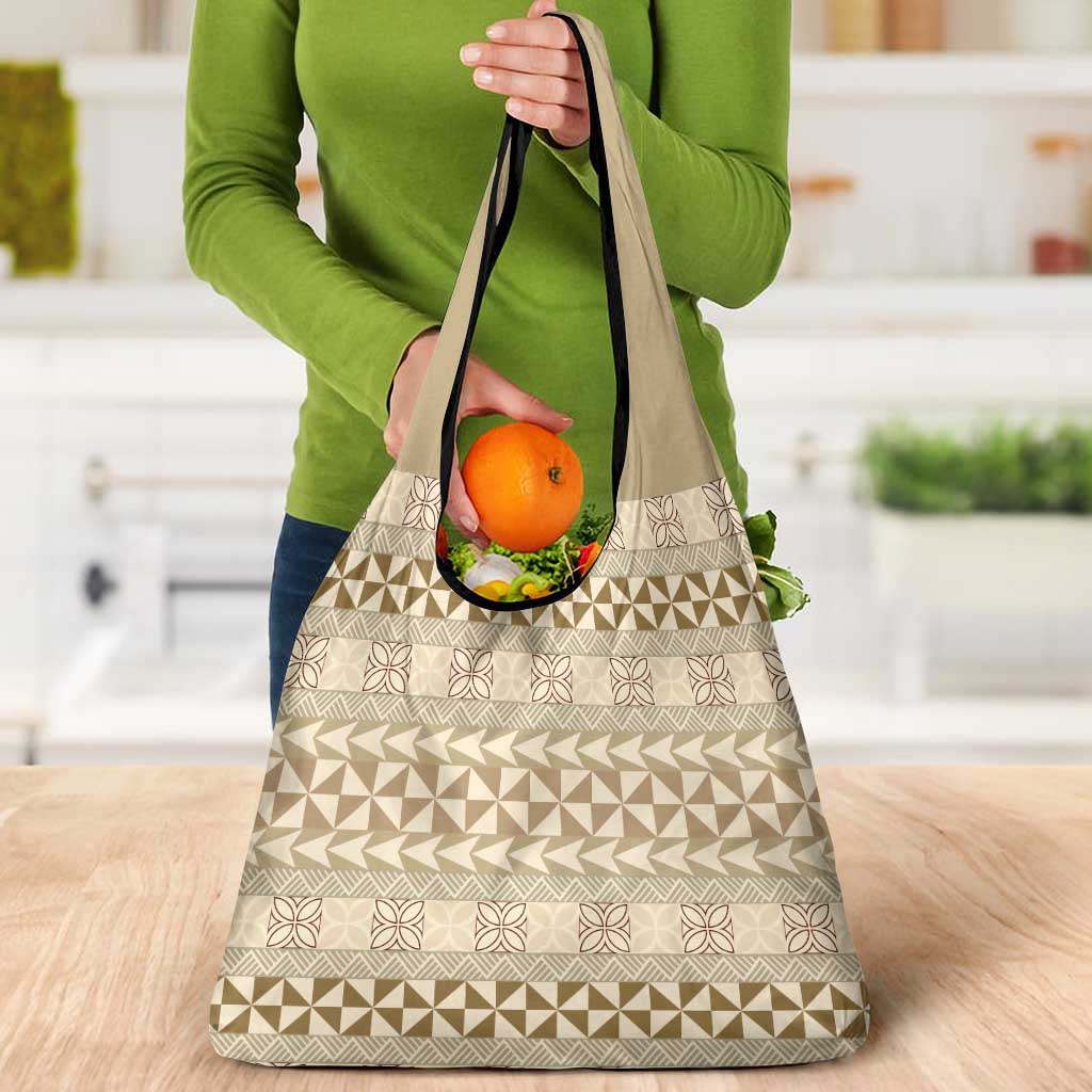 Pasifika Sataoa Pattern Simple Motif Grocery Bag Beige Tan