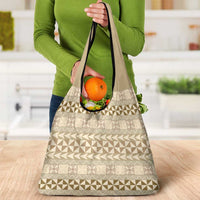 Pasifika Sataoa Pattern Simple Motif Grocery Bag Beige Tan