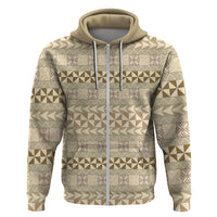 Pasifika Sataoa Pattern Simple Motif Hoodie Beige Tan LT9 Zip Hoodie Beige Tan - Polynesian Pride